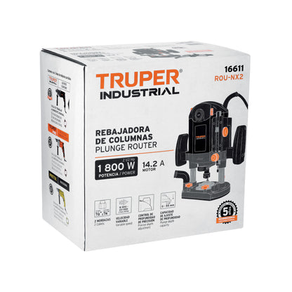 Router 1800 W, 2-1/2 HP, industrial, Truper ROU-NX2 16611 MM0