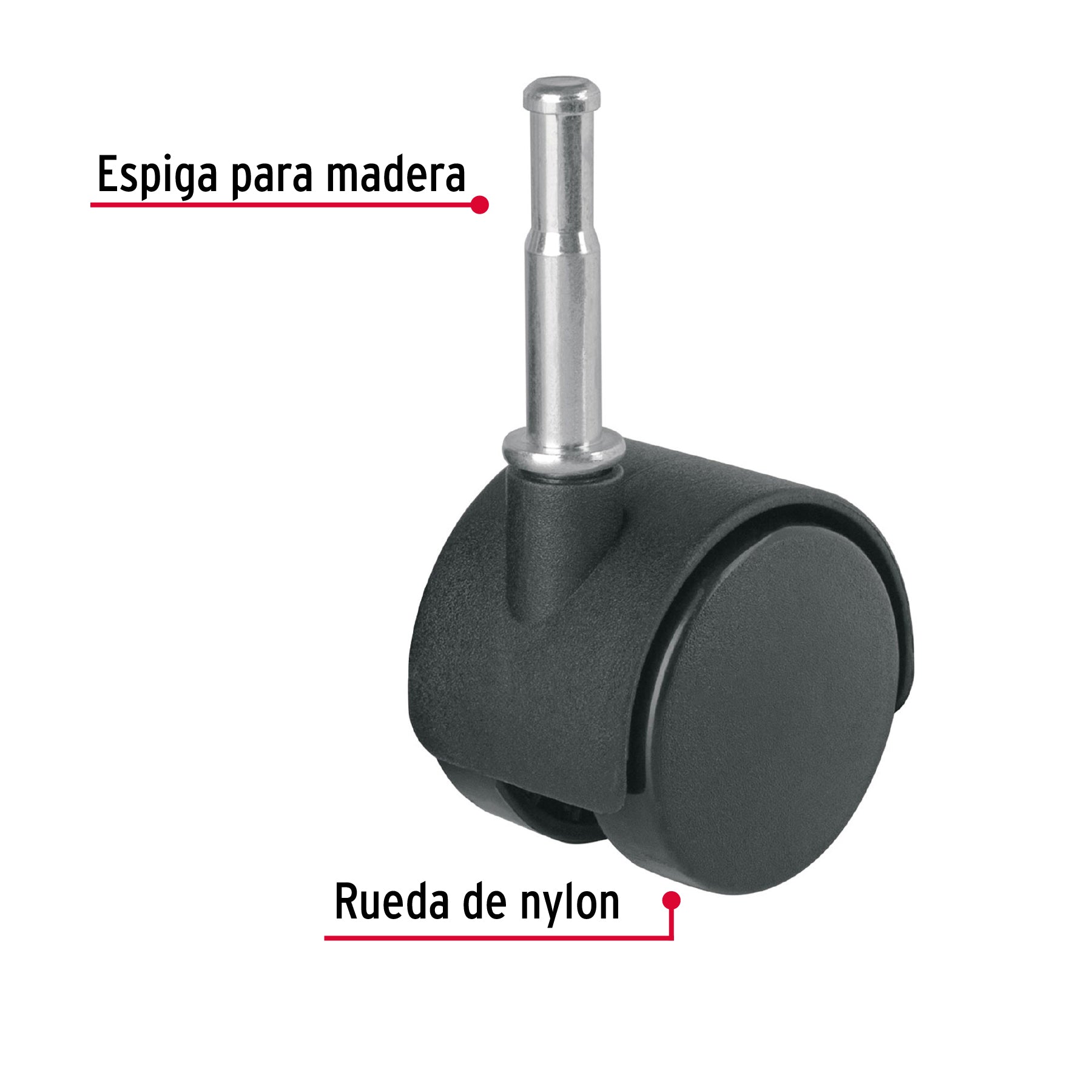 Rodaja tipo yoyo de 40 mm con espiga para madera, Fiero ROY-40EM 49698 MM1