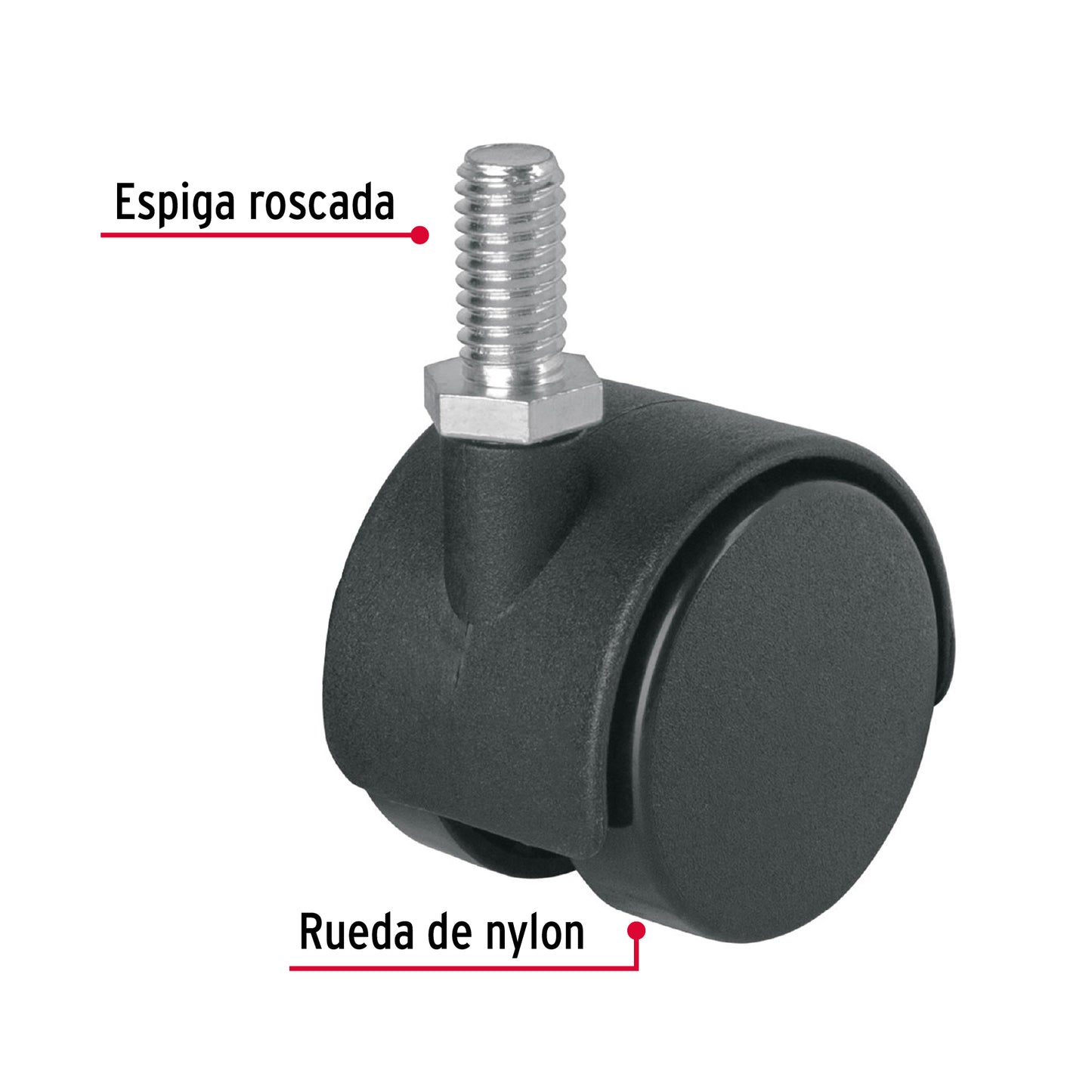 Rodaja tipo yoyo de 40 mm con espiga roscada, Fiero ROY-40ER 49696 MM1