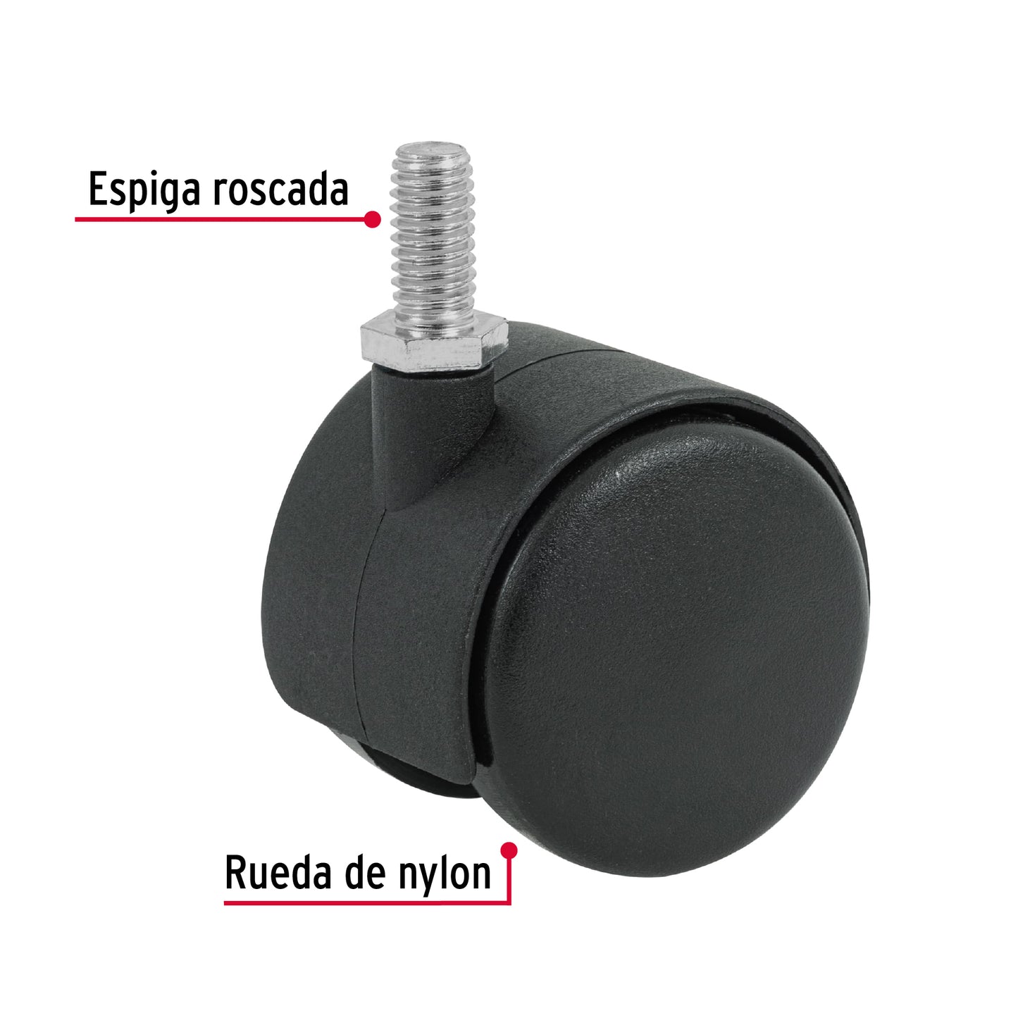 Rodaja tipo yoyo de 50 mm con espiga roscada, Fiero ROY-50ER 49697 MM1