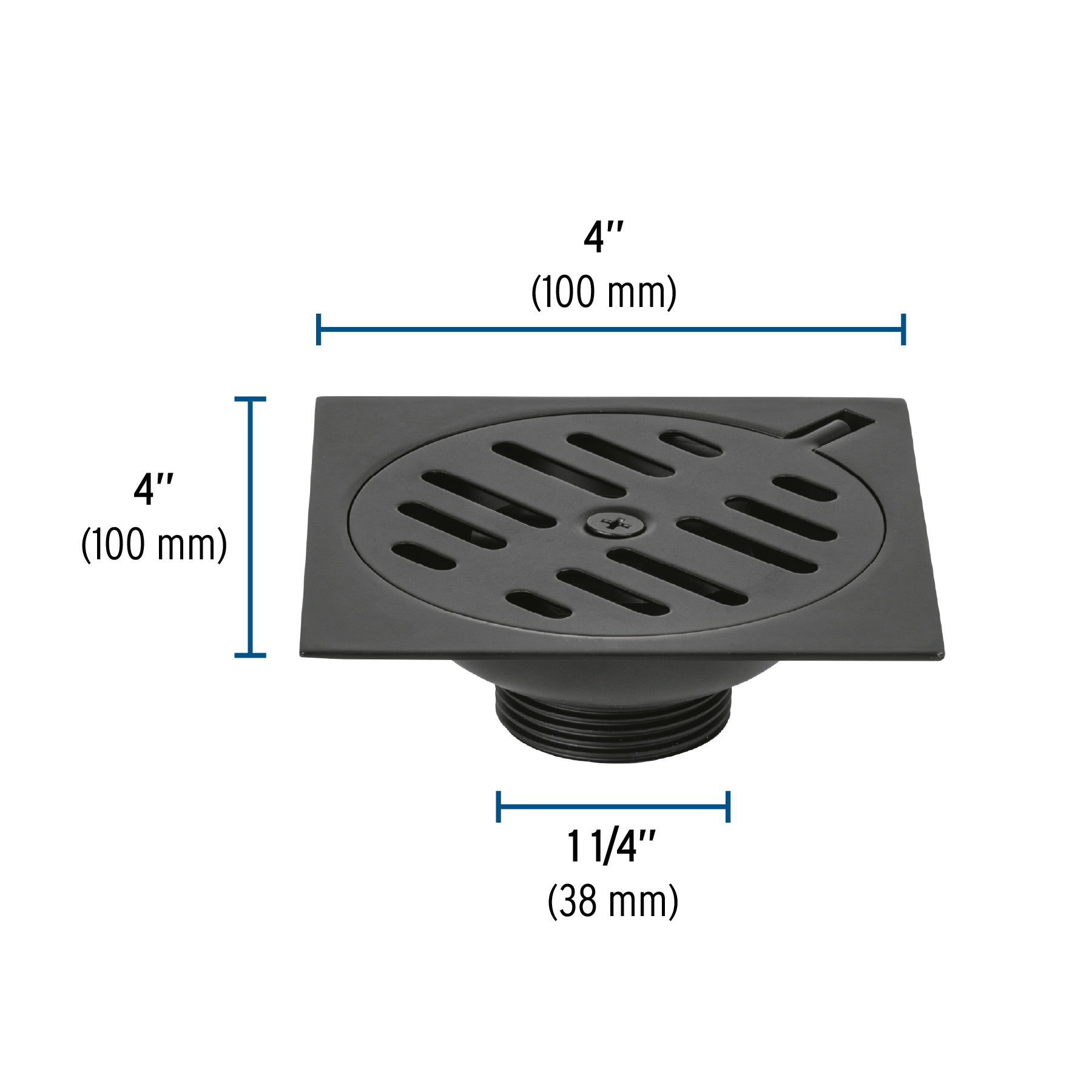 Resumidero cuadrado 4'x4', metálico, negro, Foset Basic RS-601M 49538 MM00