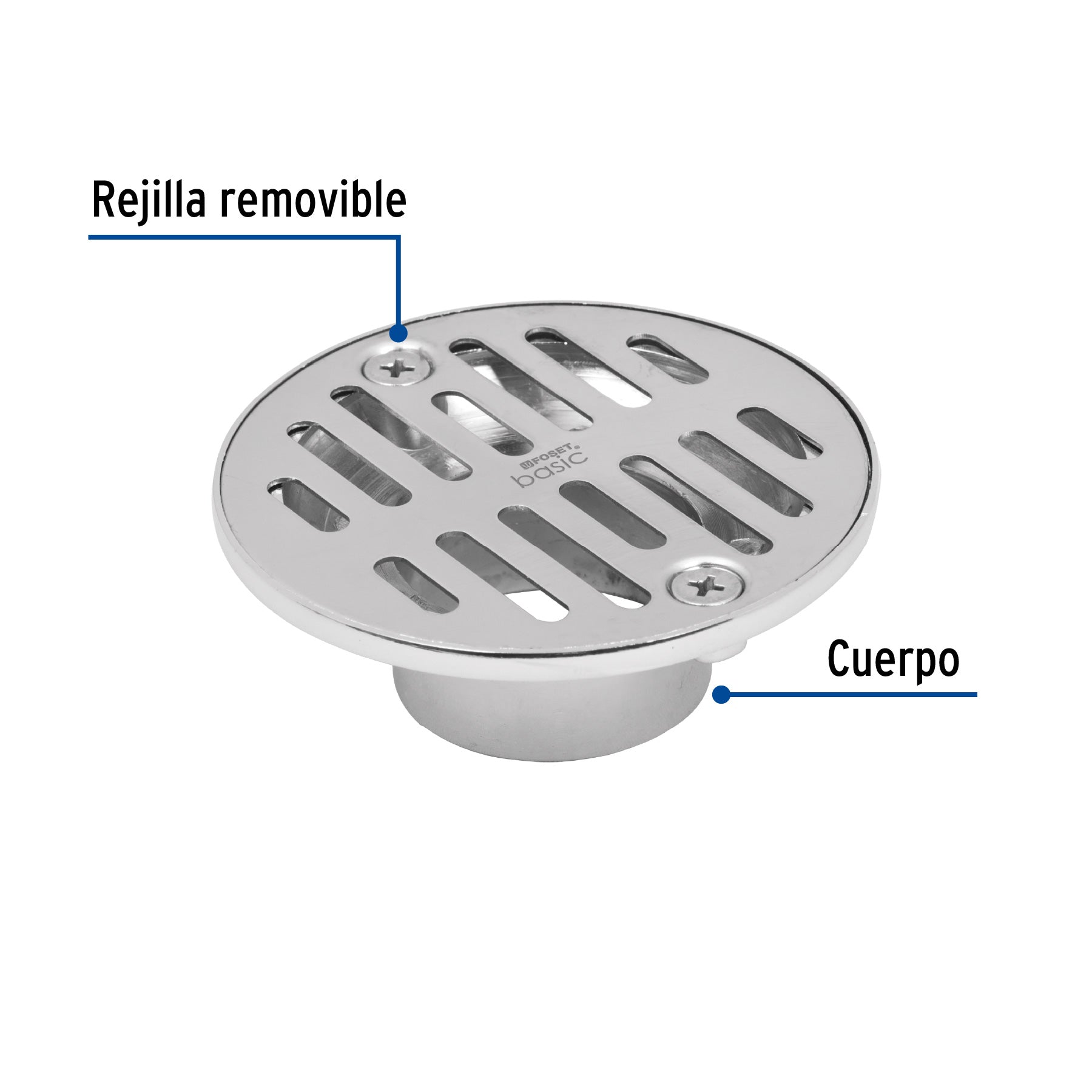 Resumidero 3-1/2' redondo metálico, Foset RS-602 49350 MM00