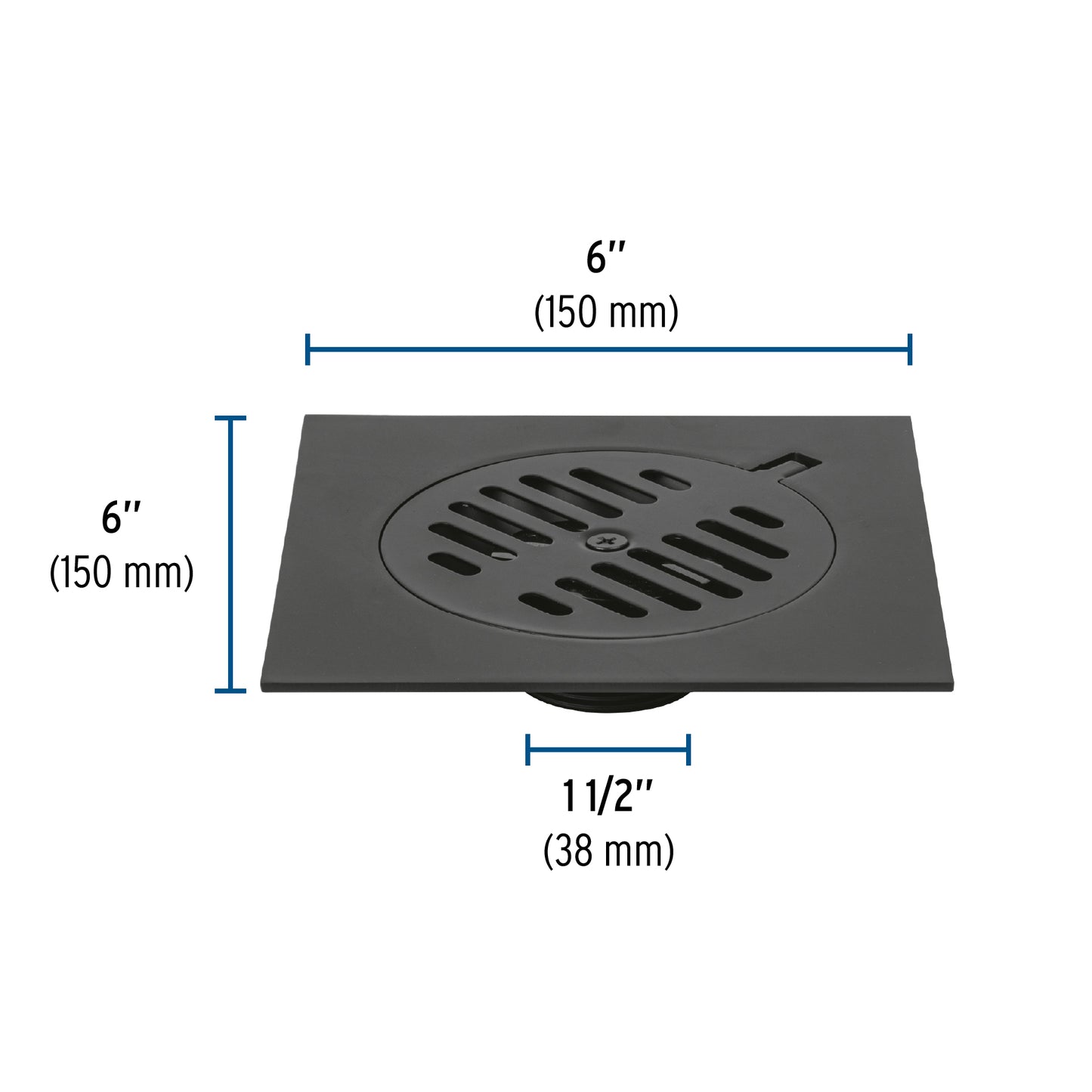 Resumidero cuadrado 6'x6', metálico, negro, Foset Basic RS-603M 49539 MM00