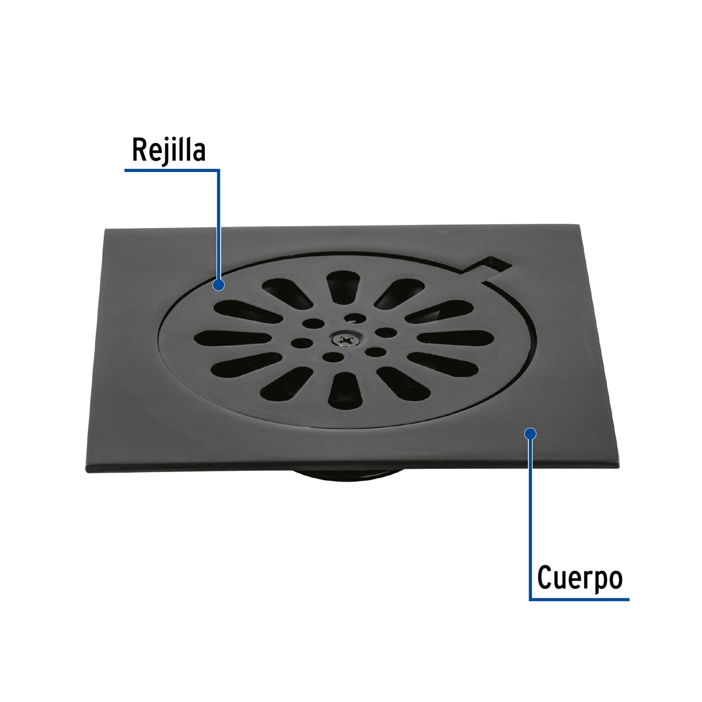 Resumidero cuadrado 6'x 6', latón, negro, Foset Aqua RS-606M 46597 MM00