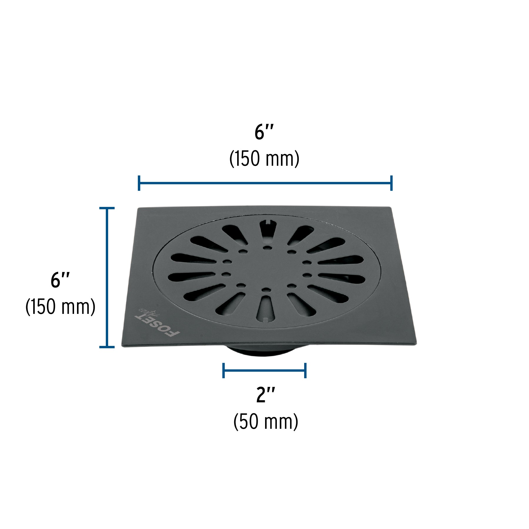 Resumidero cuadrado 6'x 6', acero inoxidable, negro, gota RS-607M 45474 MM00