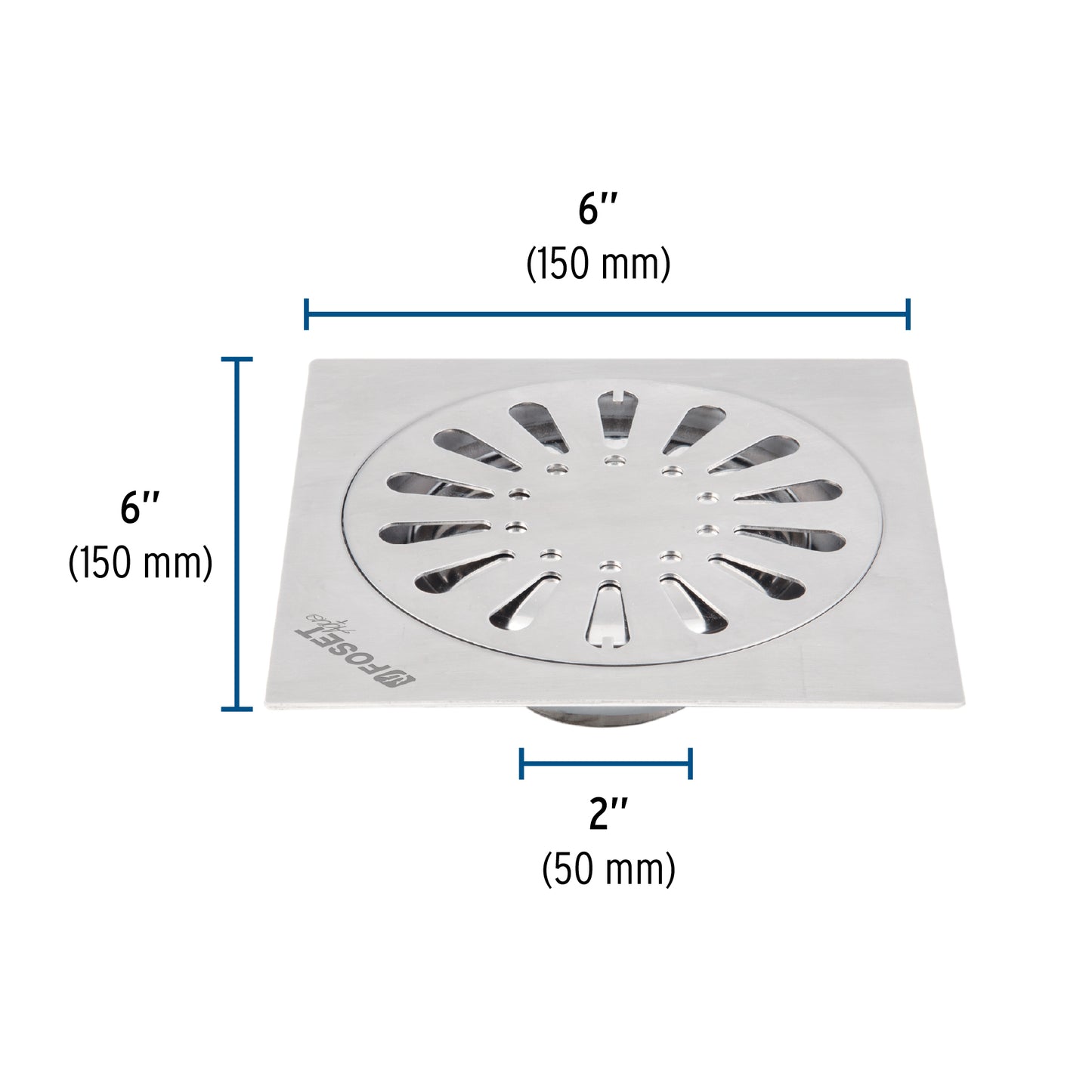 Resumidero cuadrado 6'x 6', acero inoxidable, gota, Aqua RS-607 45472 MM00