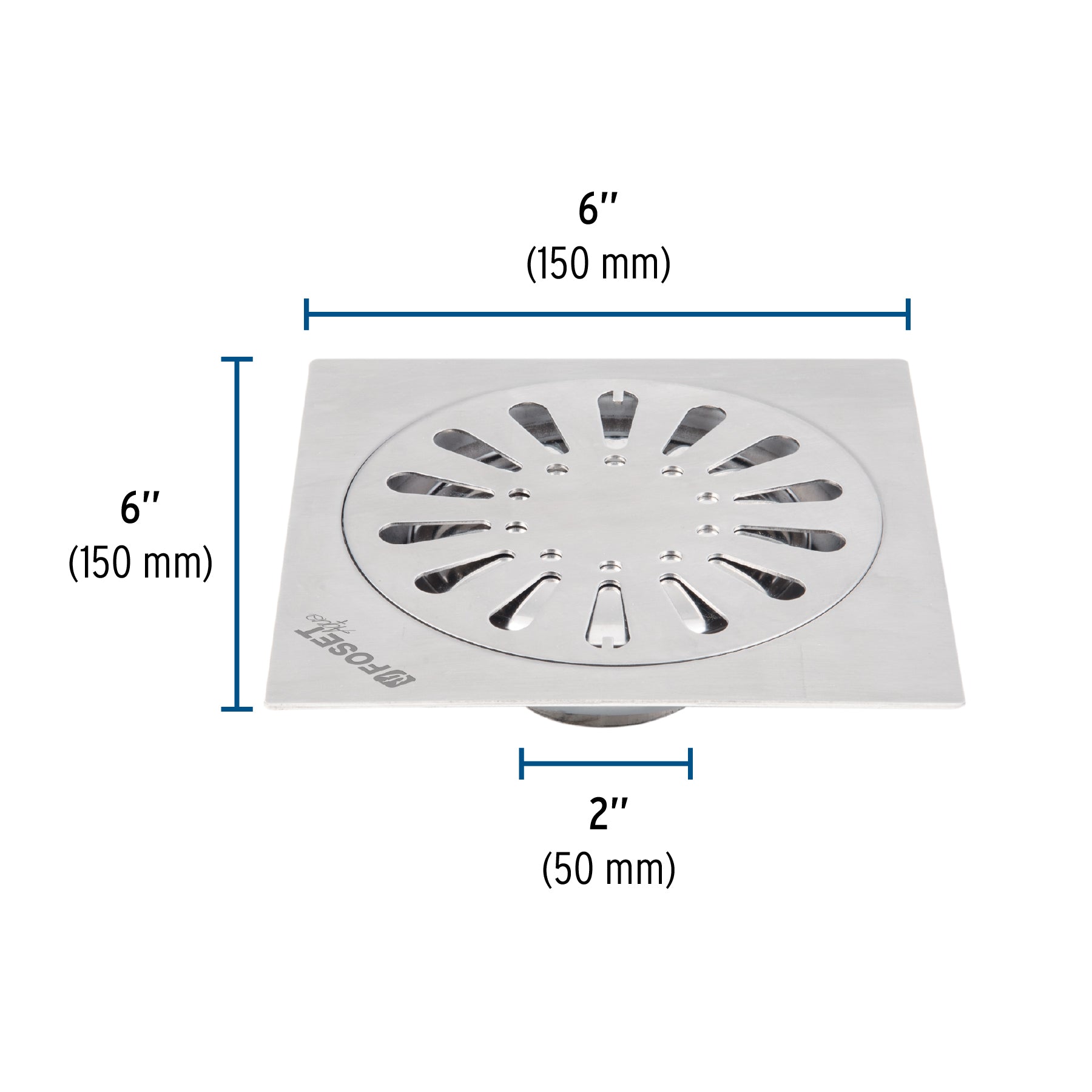 Resumidero cuadrado 6'x 6', acero inoxidable, gota, Aqua RS-607 45472 MM00