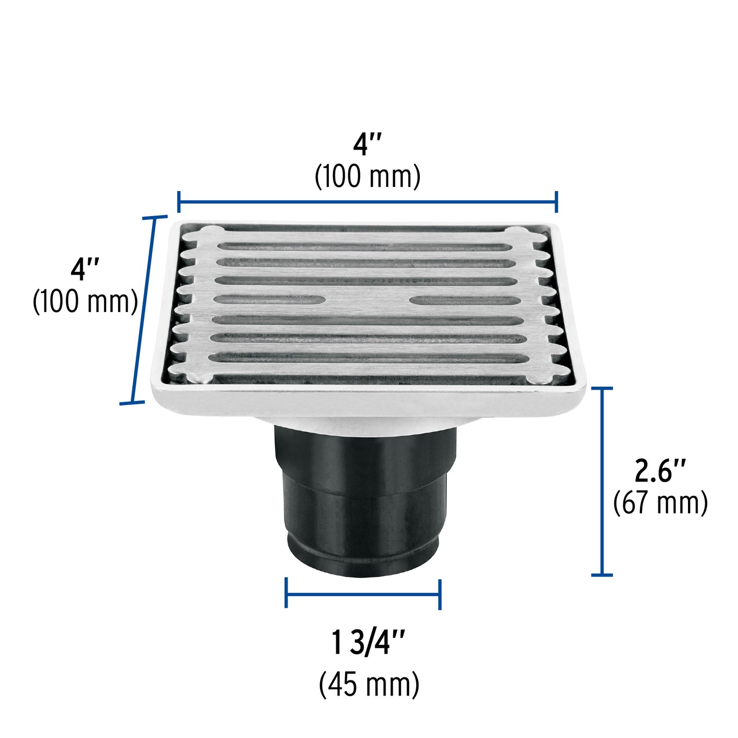 Resumidero cuadrado de acero inoxidable 4' x 4', Foset RS-701 49428 MM00