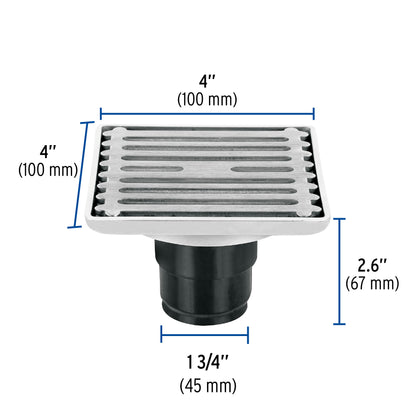 Resumidero cuadrado de acero inoxidable 4' x 4', Foset RS-701 49428 MM00