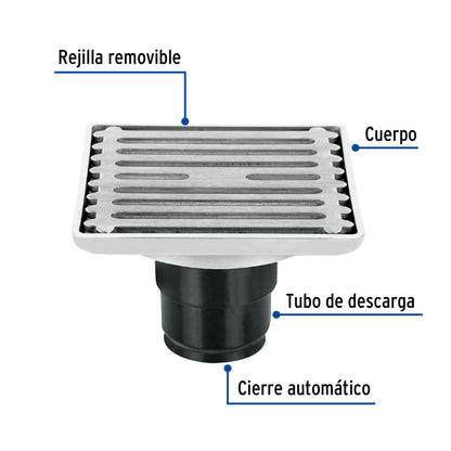 Resumidero cuadrado de acero inoxidable 4' x 4', Foset RS-701 49428 MM00