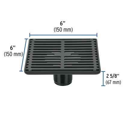 Resumidero cuadrado 6'x 6', acero inoxidable, negro, Aqua RS-702M 46689 MM00