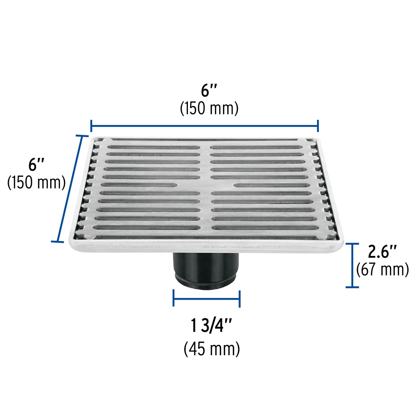 Resumidero cuadrado de acero inoxidable 6' x 6', Foset RS-702 46048 MM00