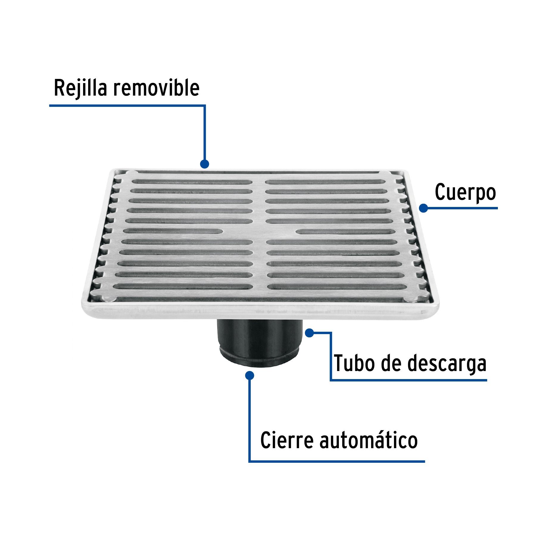 Resumidero cuadrado de acero inoxidable 6' x 6', Foset RS-702 46048 MM00