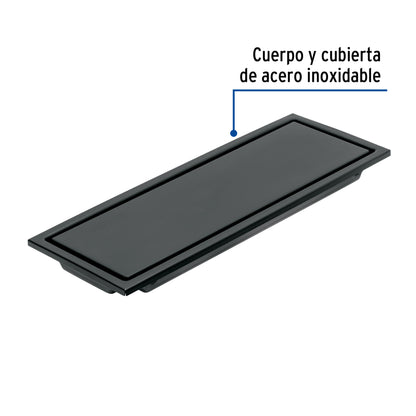 Resumidero largo reversible de 12', acero inox, negro, Aqua RS-704M 45324 MM00