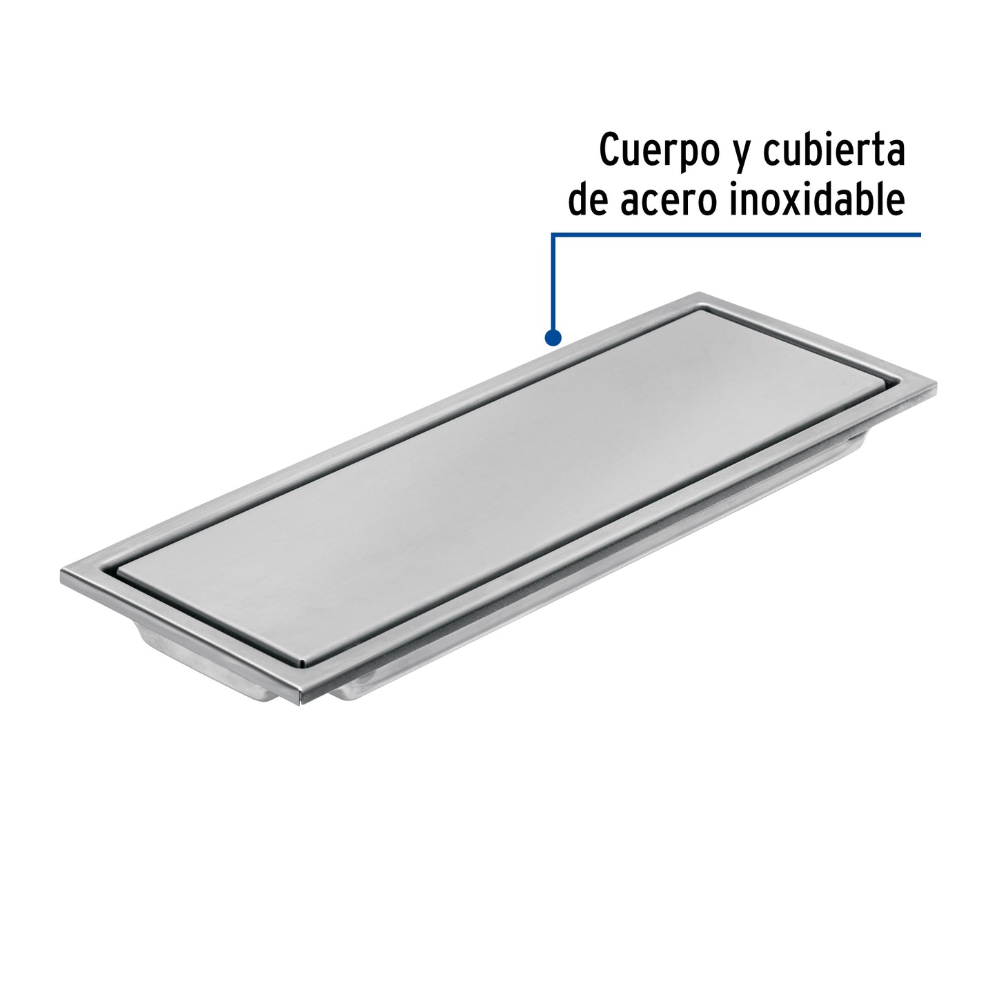 Resumidero largo reversible de 12', acero inox, Aqua RS-704 46544 MM00