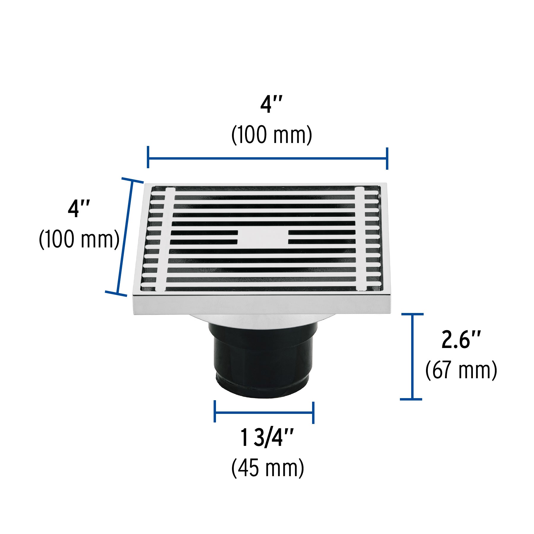 Resumidero cuadrado de latón 4' x 4', Foset RS-801 49427 MM00