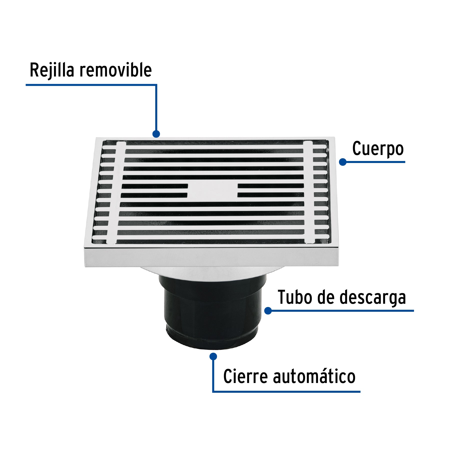 Resumidero cuadrado de latón 4' x 4', Foset RS-801 49427 MM00