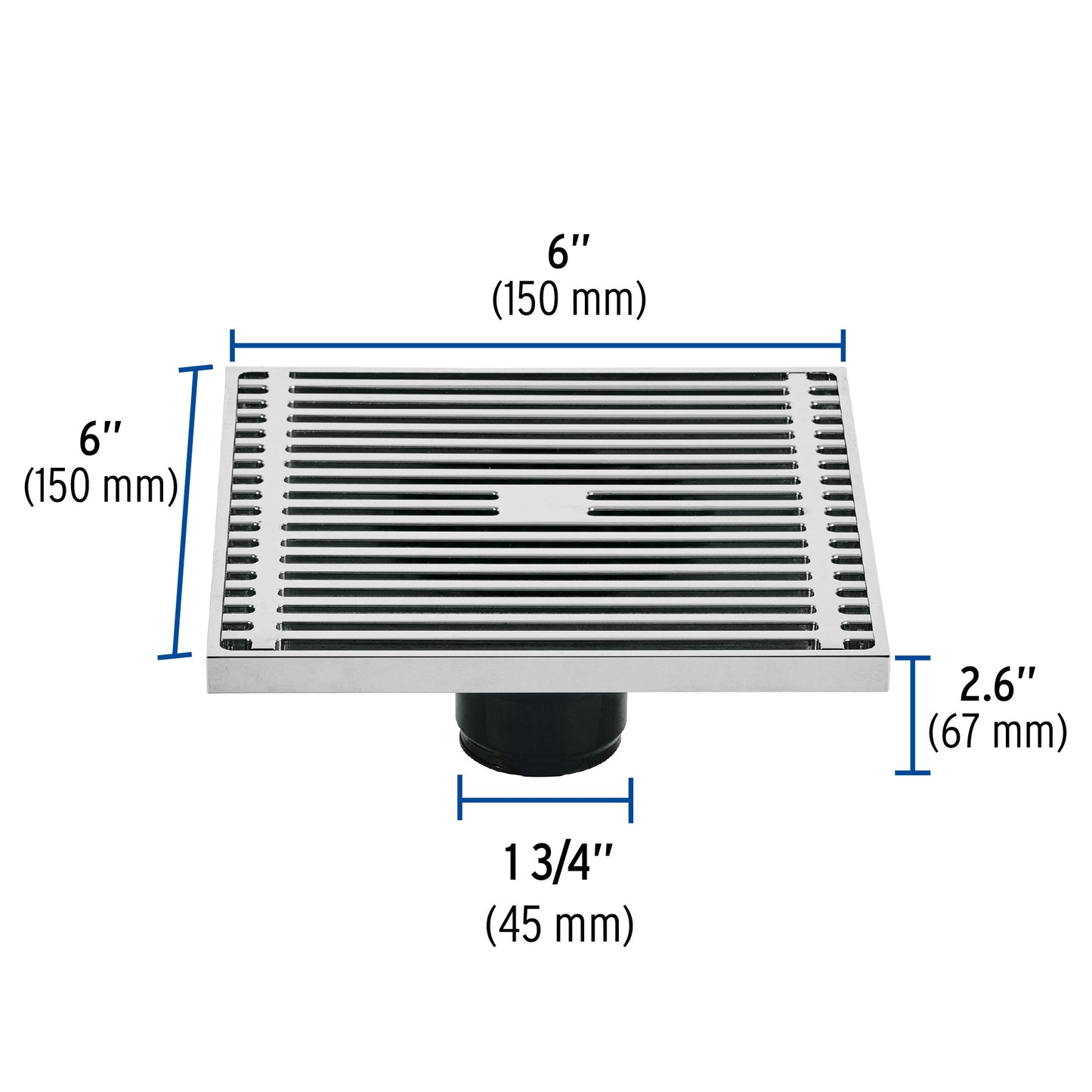 Resumidero cuadrado de latón 6' x 6', Foset RS-802 46049 MM00