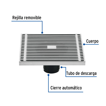 Resumidero cuadrado de latón 6' x 6', Foset RS-802 46049 MM00