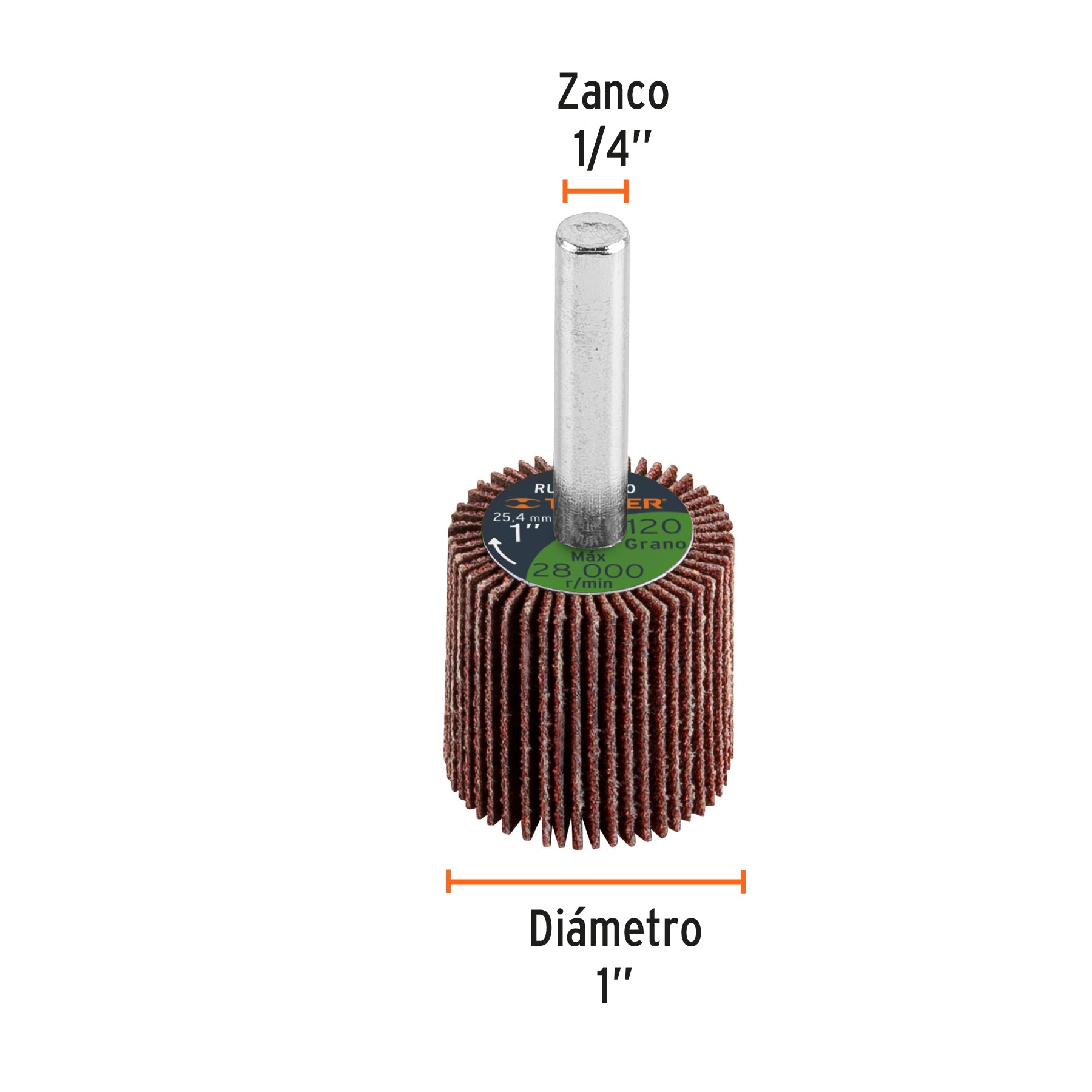 Rueda flap de 1', grano 120, Truper RUFLA-1120 13035 MM00