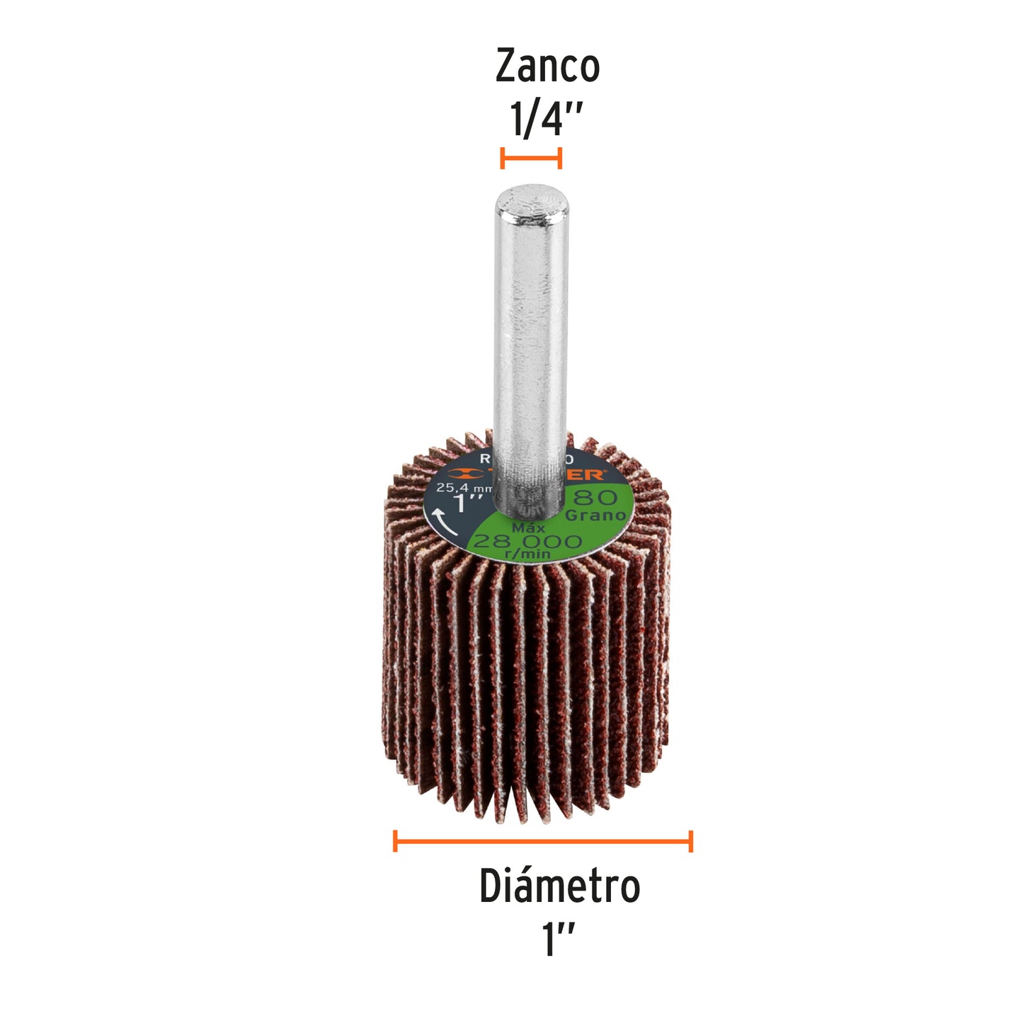 Rueda flap de 1', grano 80, Truper RUFLA-180 13034 MM00