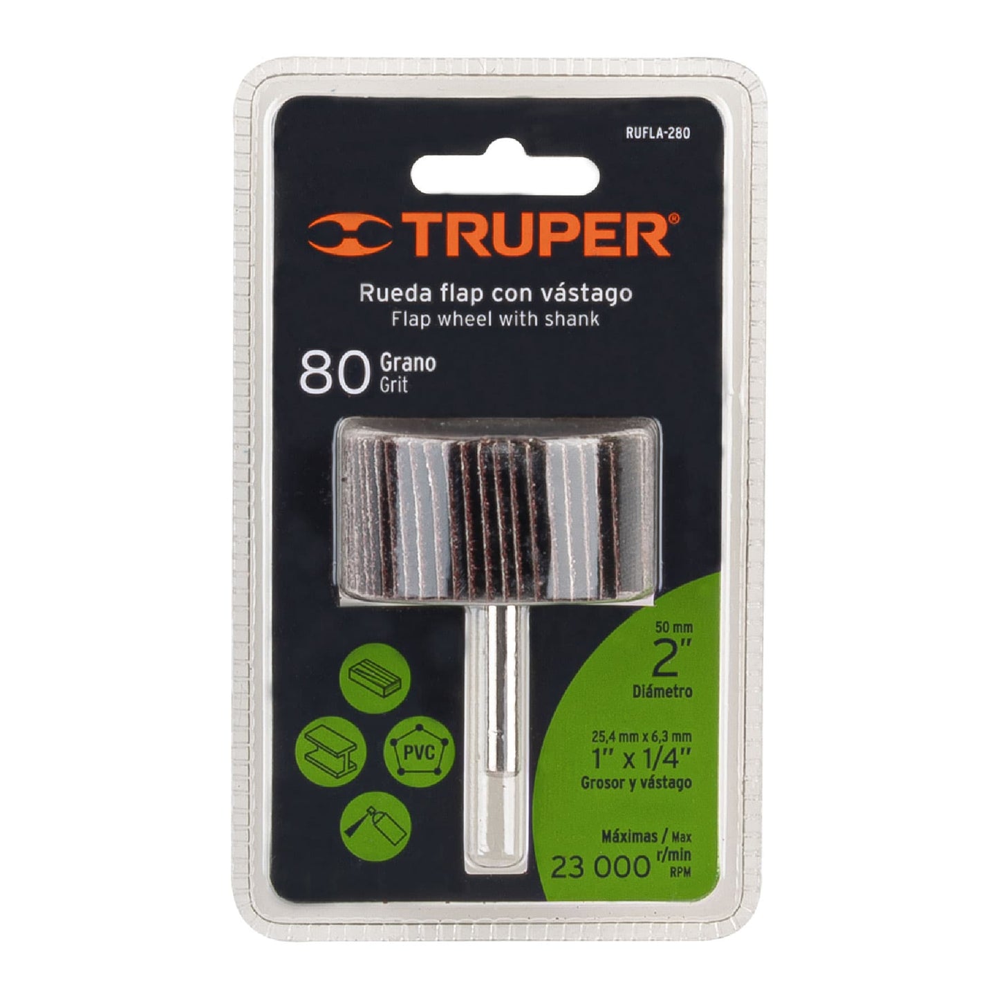 Rueda flap de 2', grano 80, Truper RUFLA-280 13038 MM00