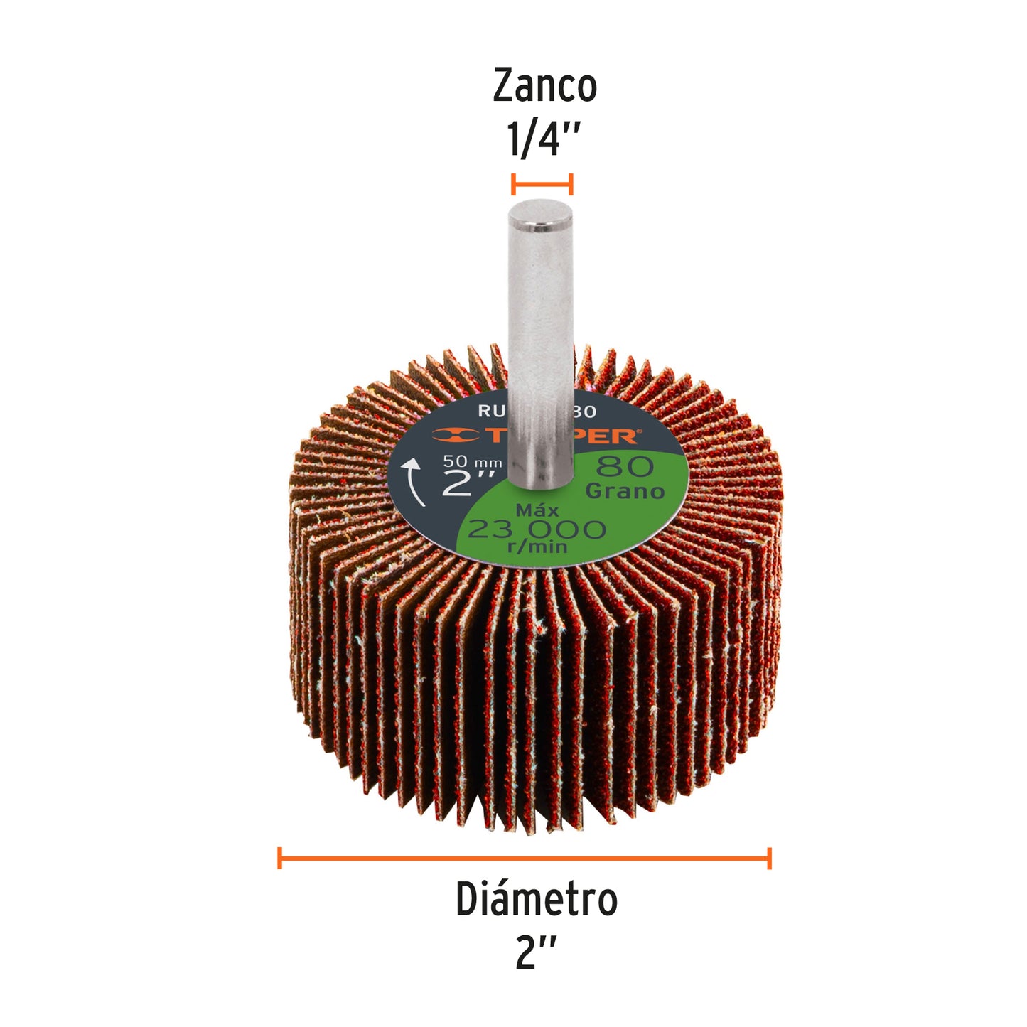 Rueda flap de 2', grano 80, Truper RUFLA-280 13038 MM00