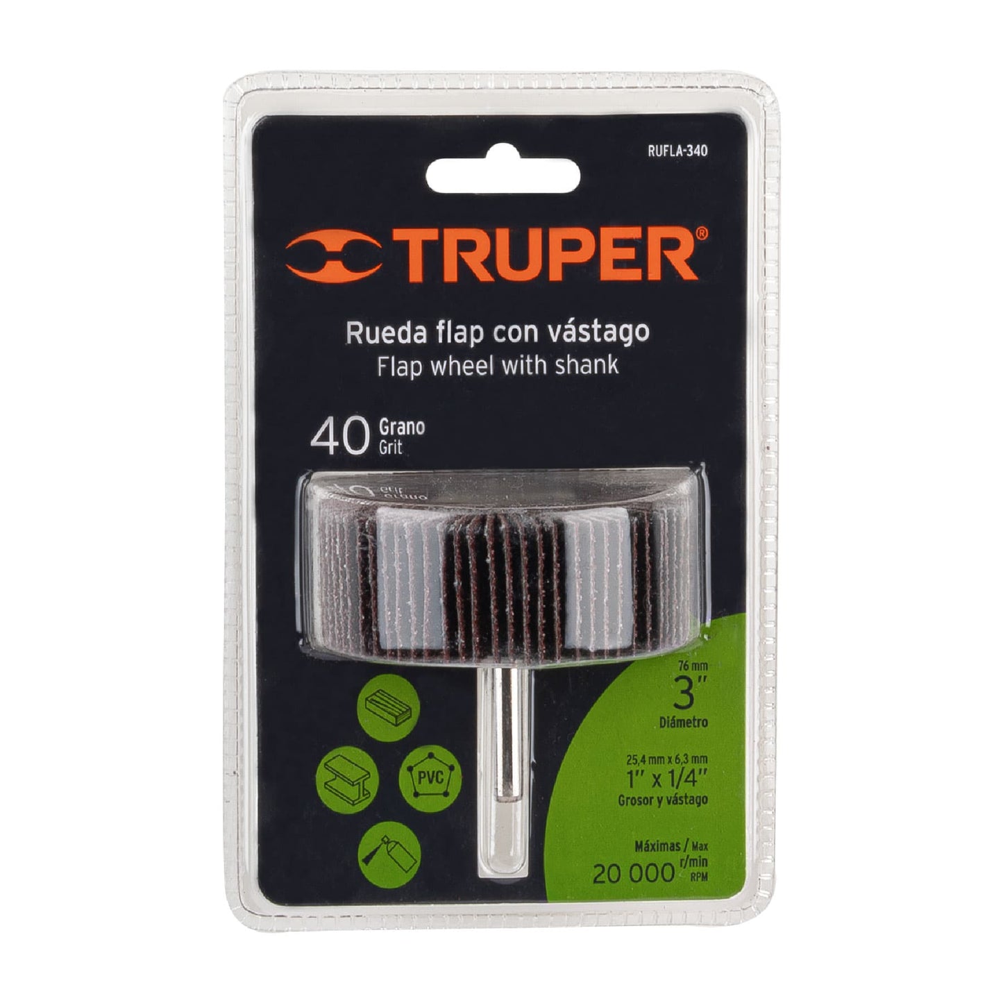 Rueda flap de 3', grano 40, Truper RUFLA-340 13040 MM00