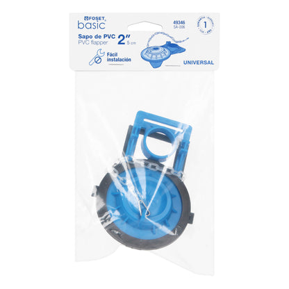 Sapo 2' para WC, PVC, azul, cadena plástica, Foset SA-006 49346 MM00