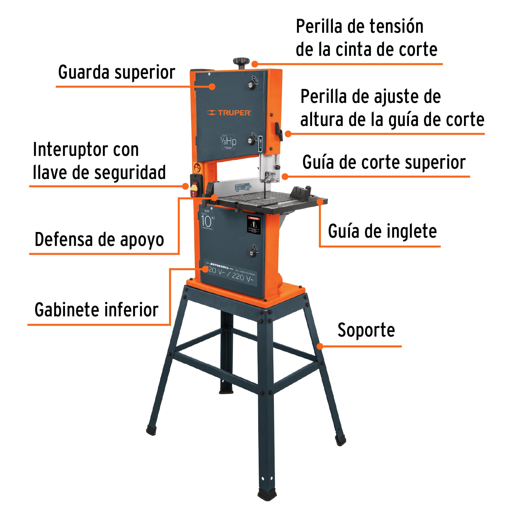 Sierra cinta 10', 1/3 HP (250 W), Truper SCI-10 16277 MM1