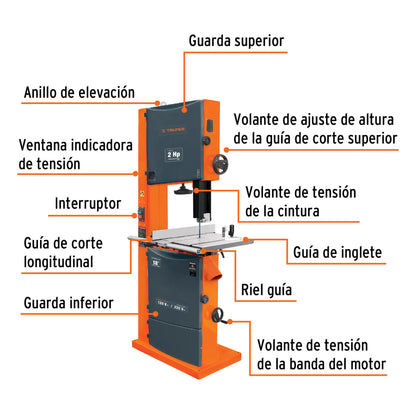 Sierra cinta 18', 2 HP (1500 W), Truper SCI-18 16278 MM1