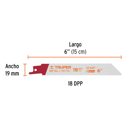 Blíster con 2 seguetas sierra sable 6' 18 DPP para metal SE-618F 10796 MM00