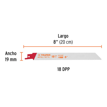 Blíster con 2 seguetas sierra sable 8' 18 DPP para metal SE-818F 10798 MM00