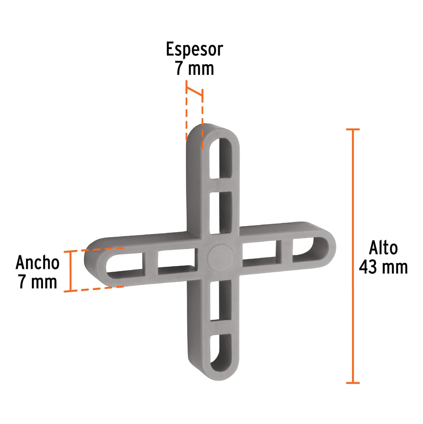 Bolsa con 100 separadores huecos de 7mm para losetas, Truper SELO-70H 102683 MM00