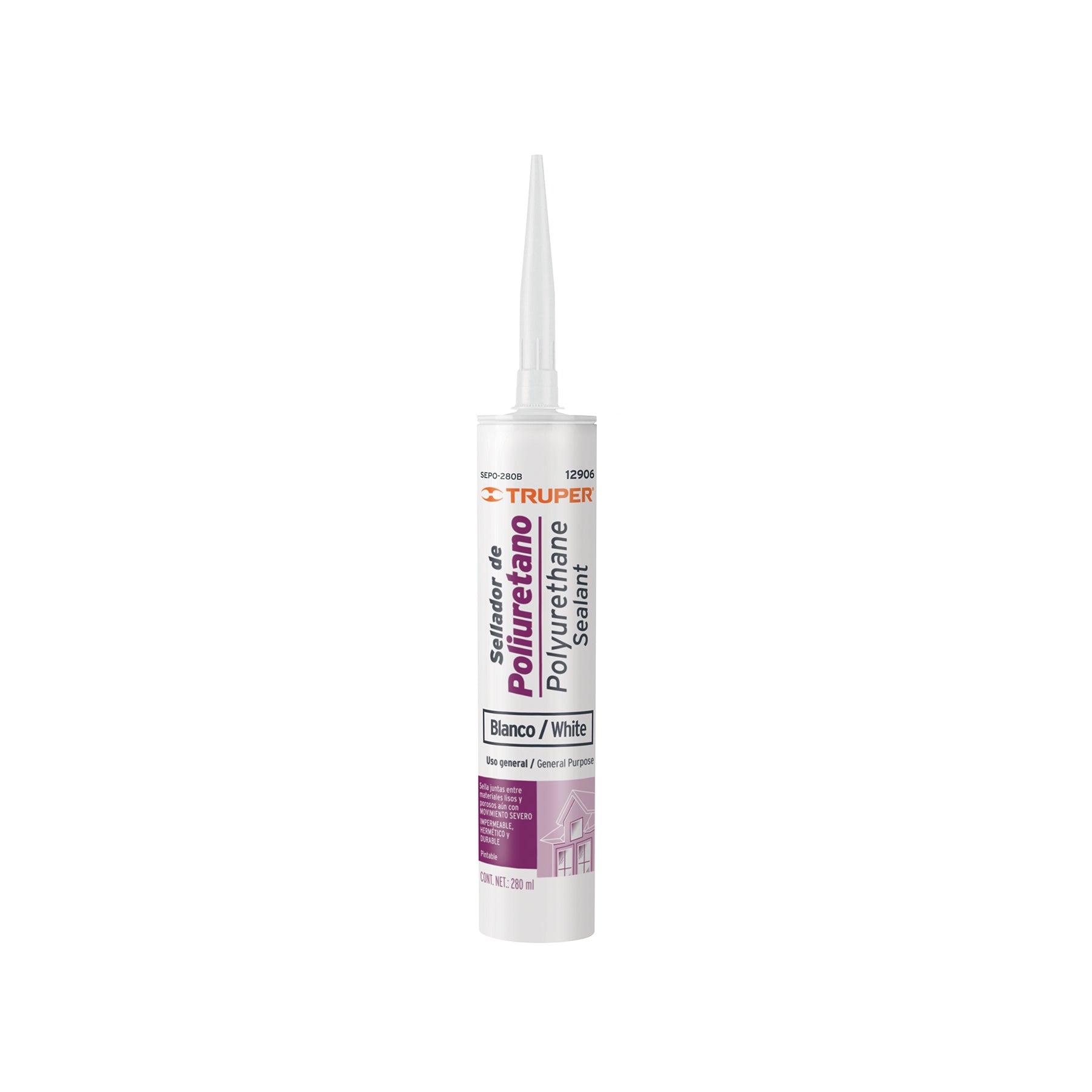 Sellador de poliuretano de 280 ml, blanco, Truper SEPO-280B 12906 MM00