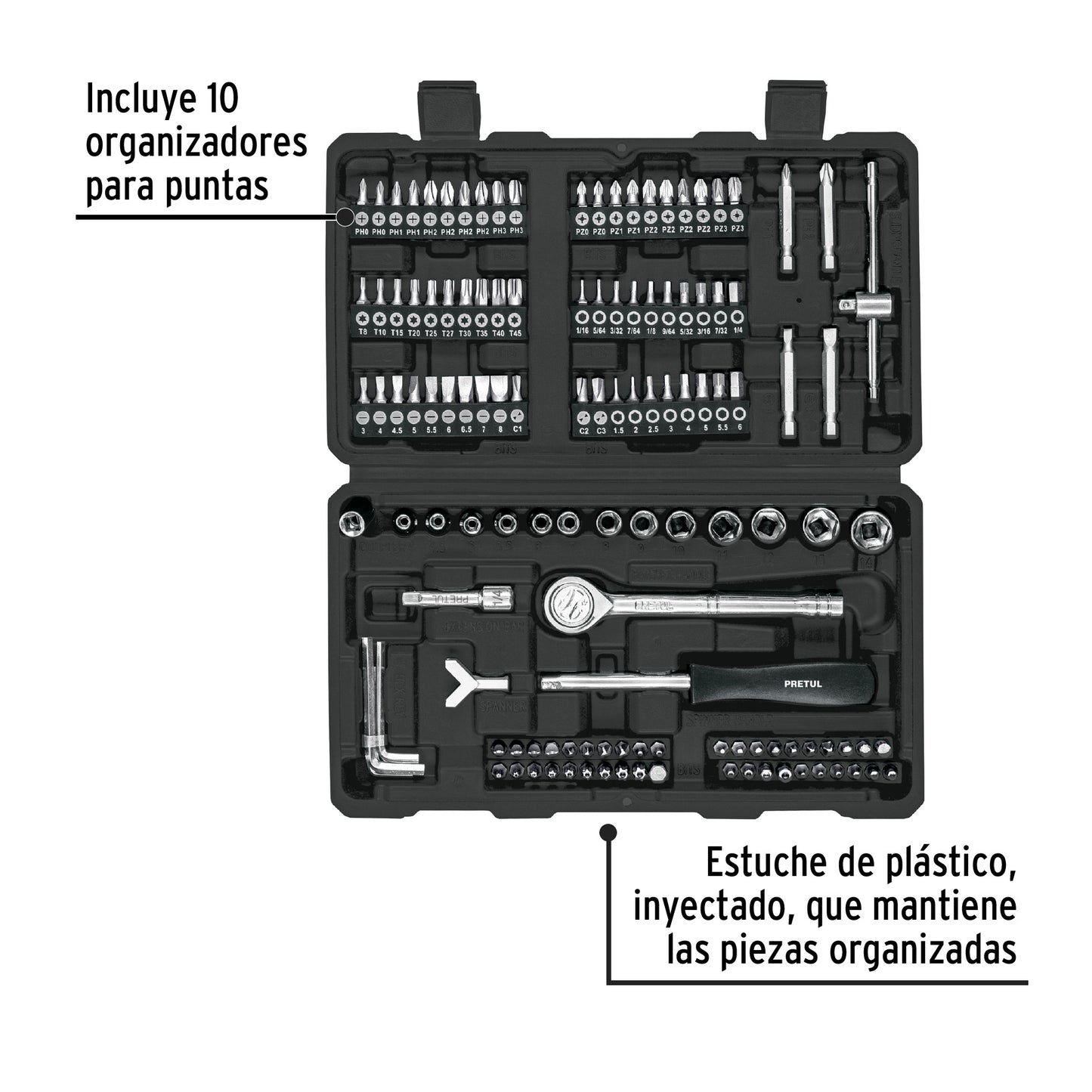 Juego de 130 herramientas 1/4' para mecánico, Pretul SET-130 26091 MM1