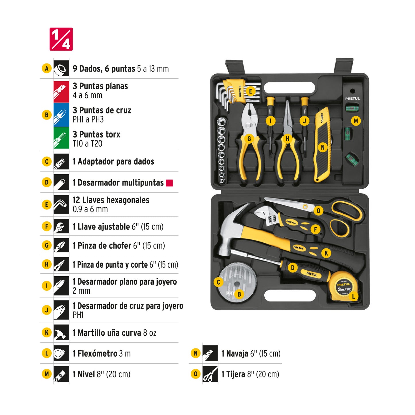 Juego de 42 herramientas Comfort Grip, Pretul SET-42 22101 MM1