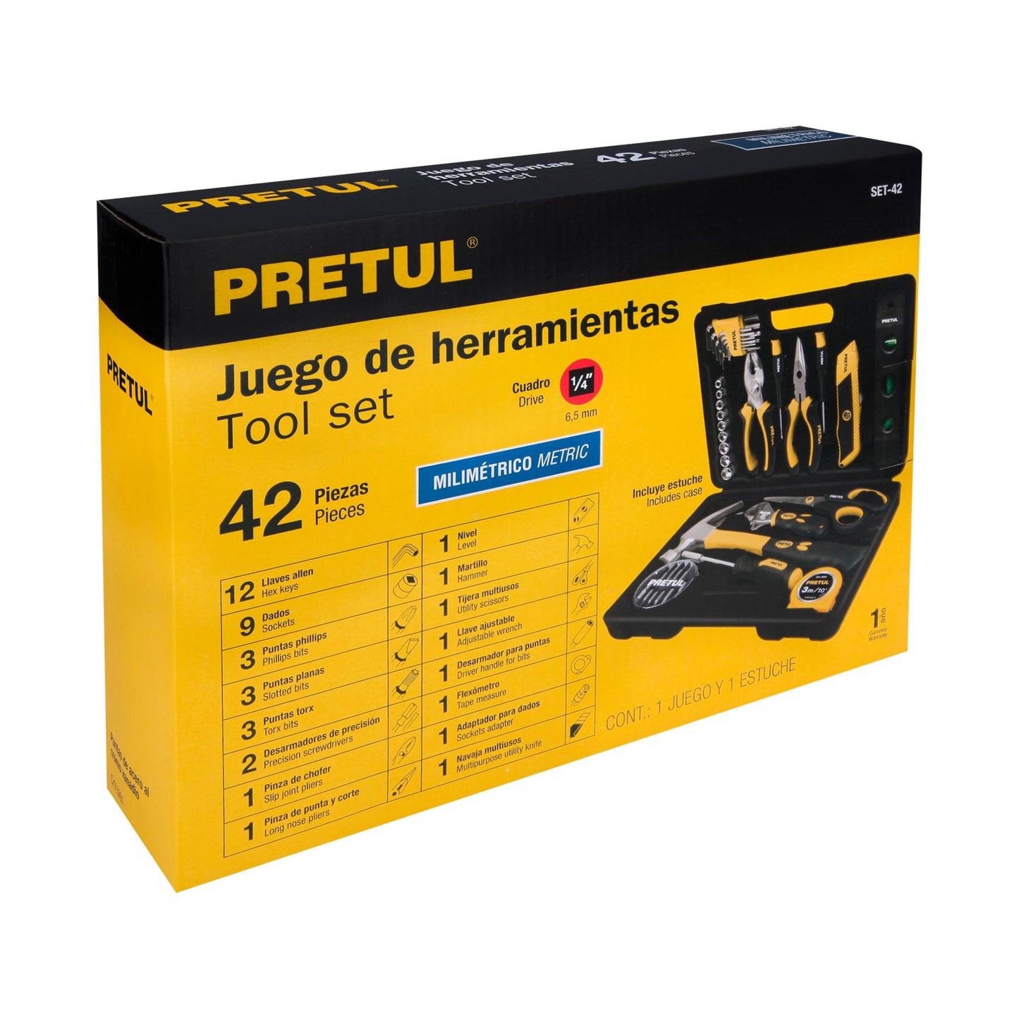 Juego de 42 herramientas Comfort Grip, Pretul SET-42 22101 MM1