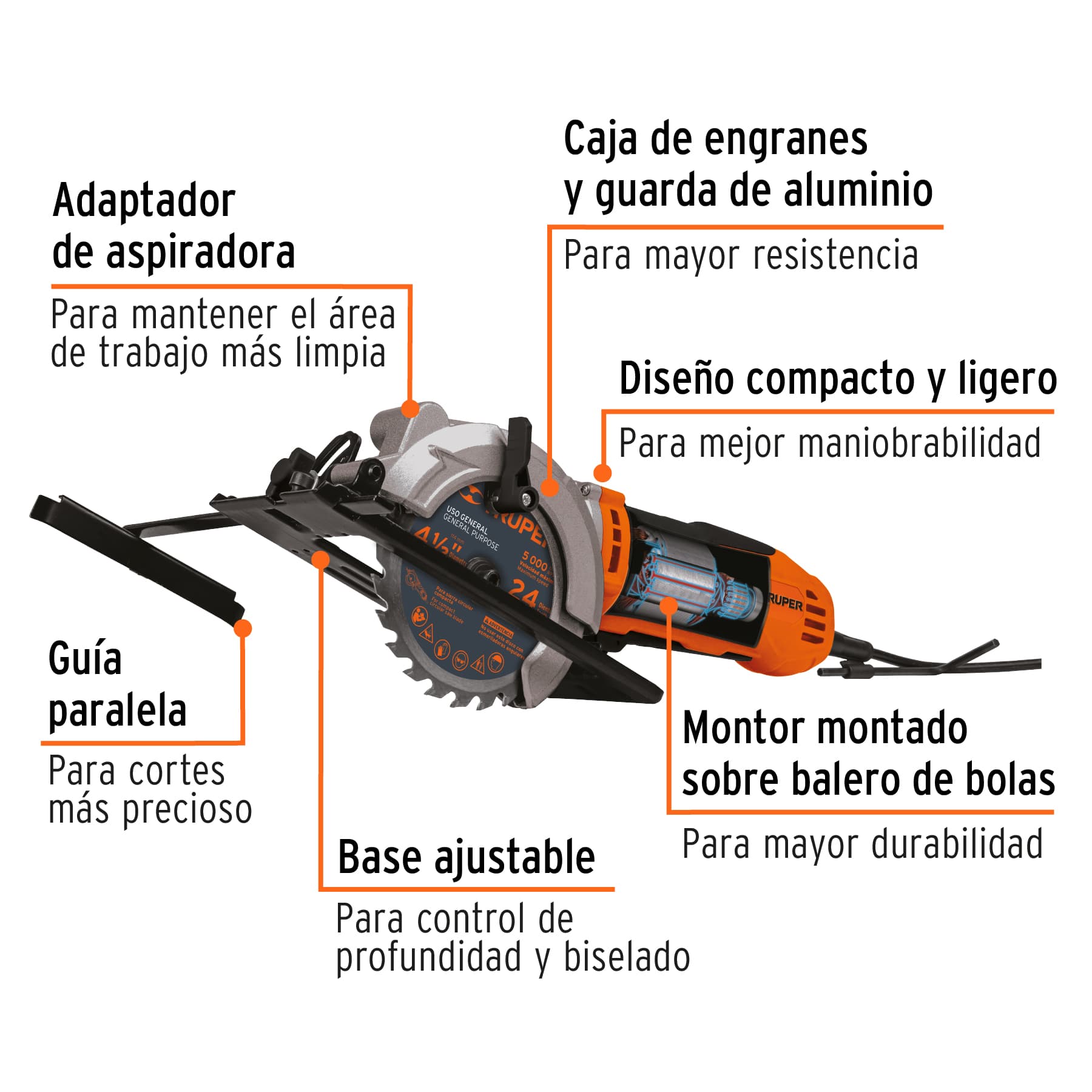 Sierra circular compacta 4-1/2' 420 W, profesional, Truper SICI-4-1/2A 100123 MM0