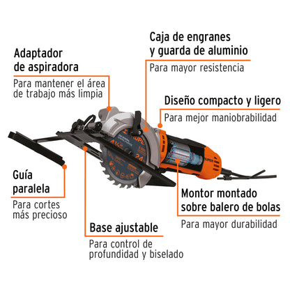 Sierra circular compacta 4-1/2' 420 W, profesional, Truper SICI-4-1/2A 100123 MM0