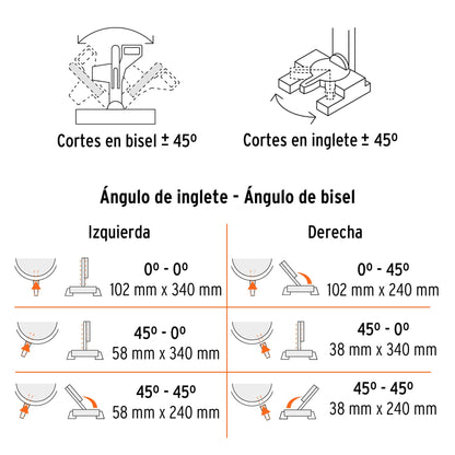 Sierra de inglete 12' de 2000 W telescópica compuesta SINCO-12X 12464 MM1