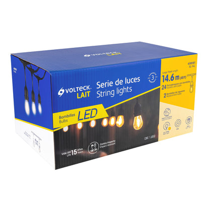 Serie de 14.6 m con 24 luces de LED para exterior, Volteck SL-14L 49991 MM00