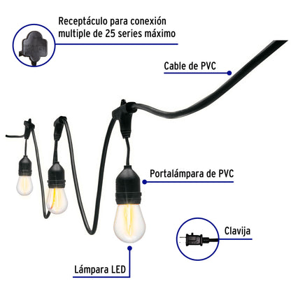 Serie de 14.6 m con 24 luces de LED para exterior, Volteck SL-14L 49991 MM00