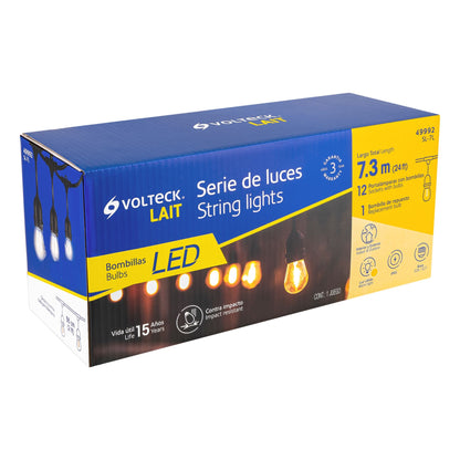 Serie de 7.3 m con 12 luces de LED para exterior, Volteck SL-7L 49992 MM00