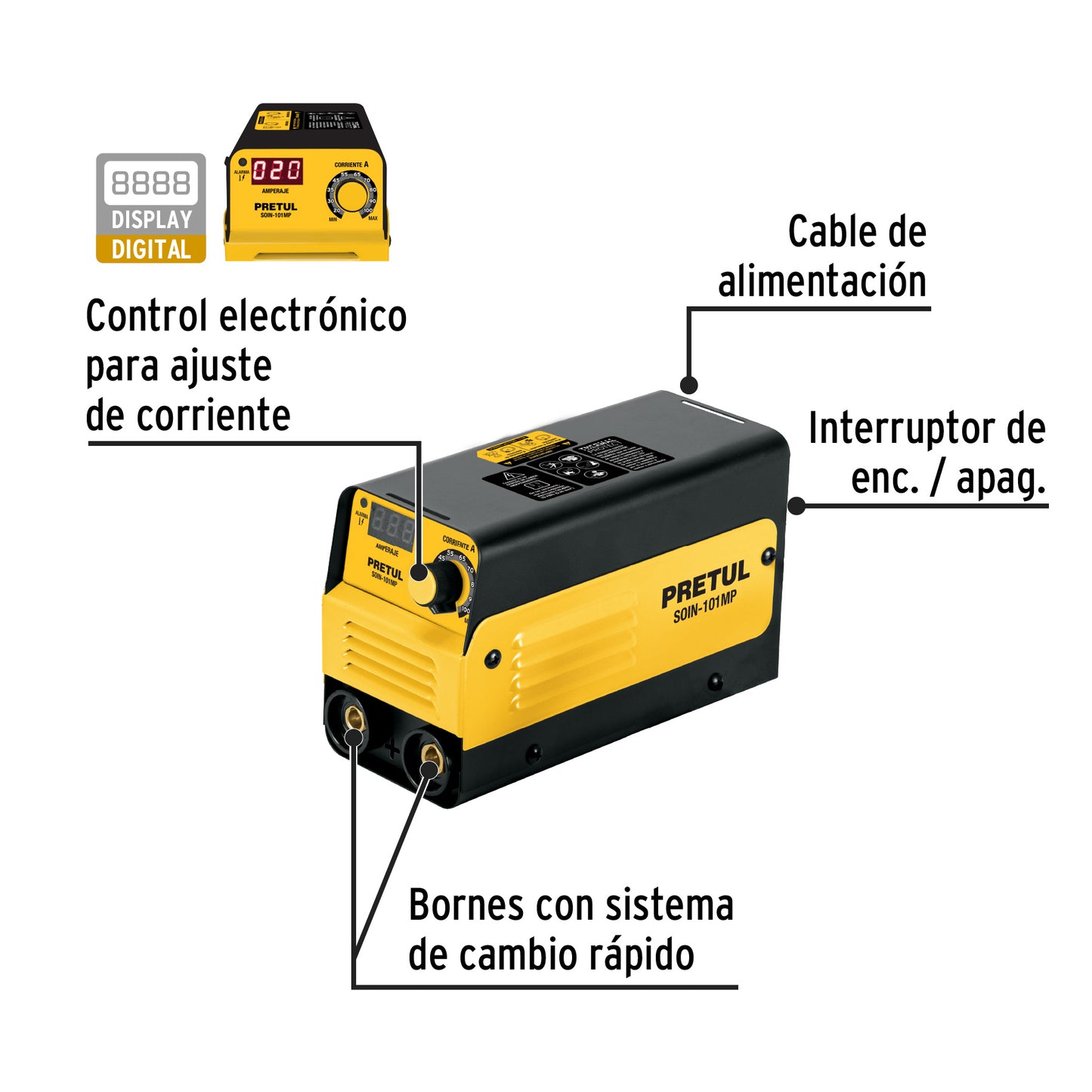 Mini soldadora inversora 100 A, 127 V, Pretul SOIN-101MP 29961 MM1