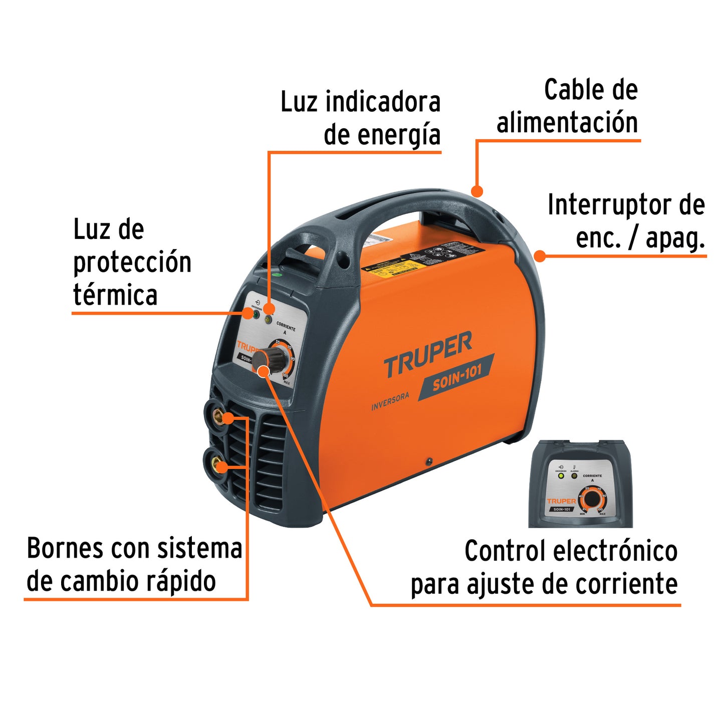 Soldadora inversora 100 A, 127 V, Truper SOIN-101 11781 MM1