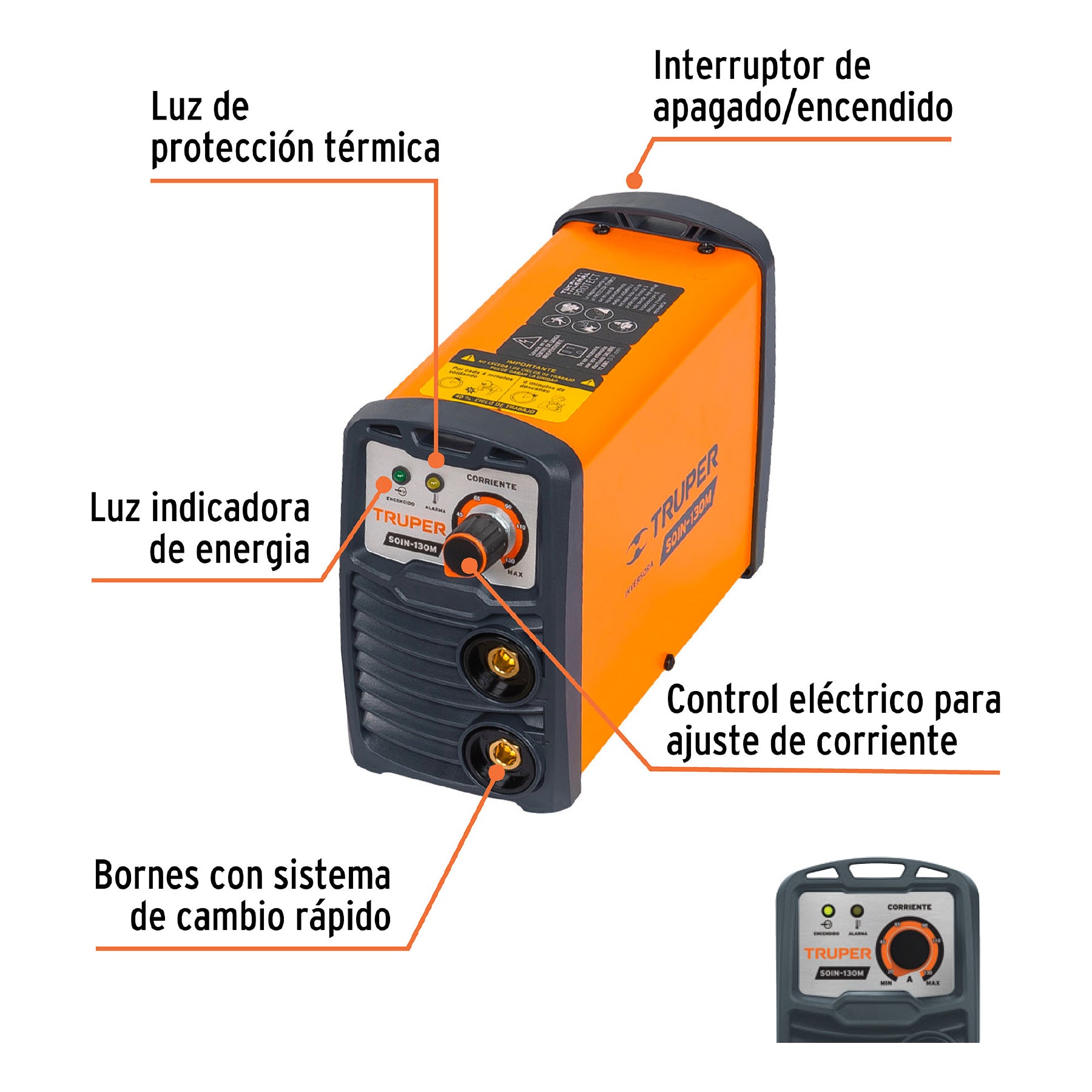 Mini soldadora inversora 130 A, 127V, Truper SOIN-130M 102322 MM1