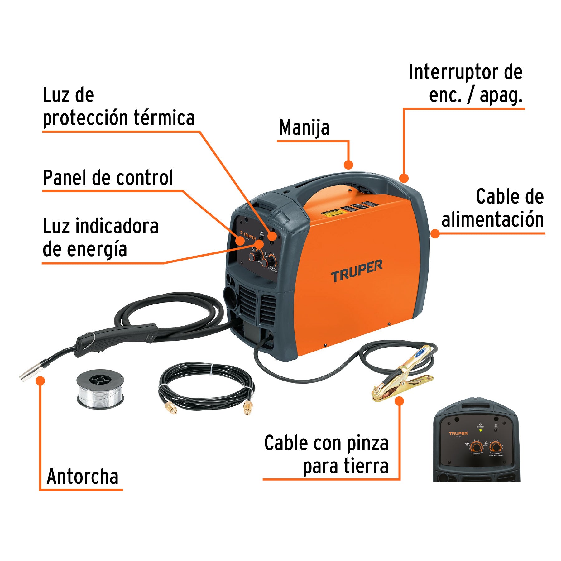 Soldadora para microalambre, 130 A, Truper SOMI-130T 13192 MM1