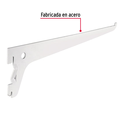 Ménsula plana blanca para cremallera sencilla, 25cm, Fiero SOMO-10MS 47708 MM00