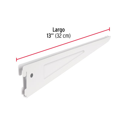 Ménsula plana blanca para cremallera doble, 32cm, Fiero SOMO-12MD 47715 MM00